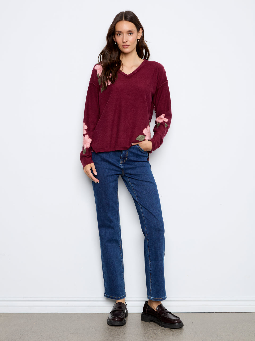Long Sleeve Drop Shoulder Reversible Printed Sweater