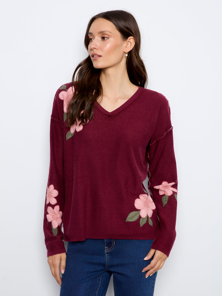 Long Sleeve Drop Shoulder Reversible Printed Sweater