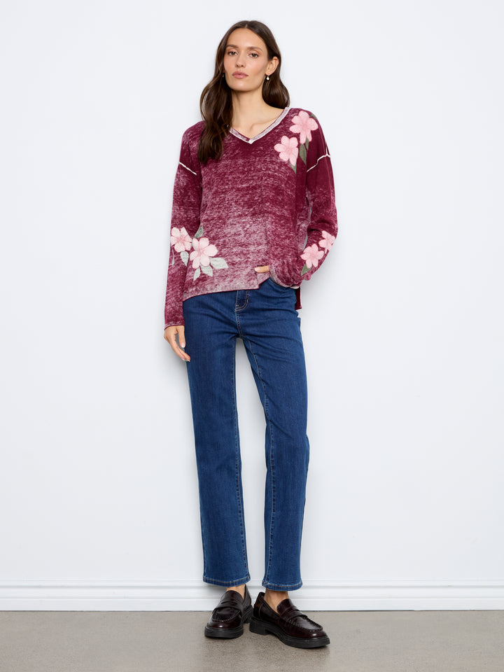 Long Sleeve Drop Shoulder Reversible Printed Sweater