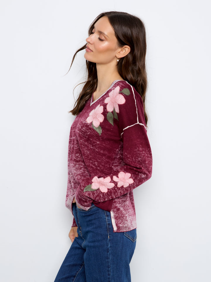 Long Sleeve Drop Shoulder Reversible Printed Sweater