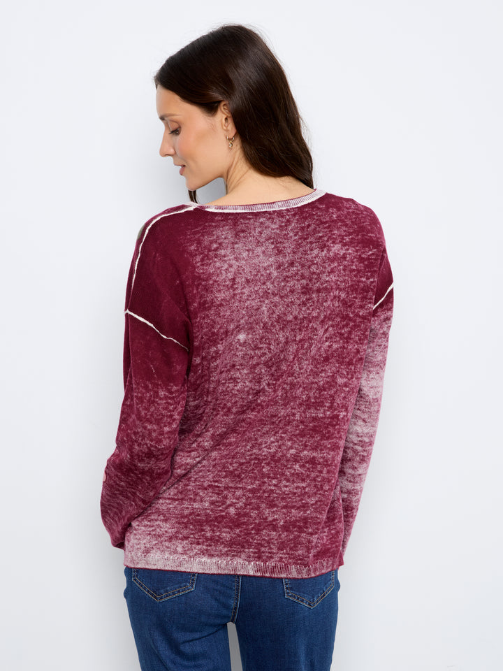 Long Sleeve Drop Shoulder Reversible Printed Sweater