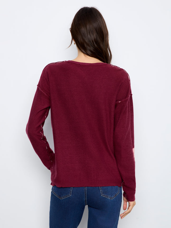 Long Sleeve Drop Shoulder Reversible Printed Sweater