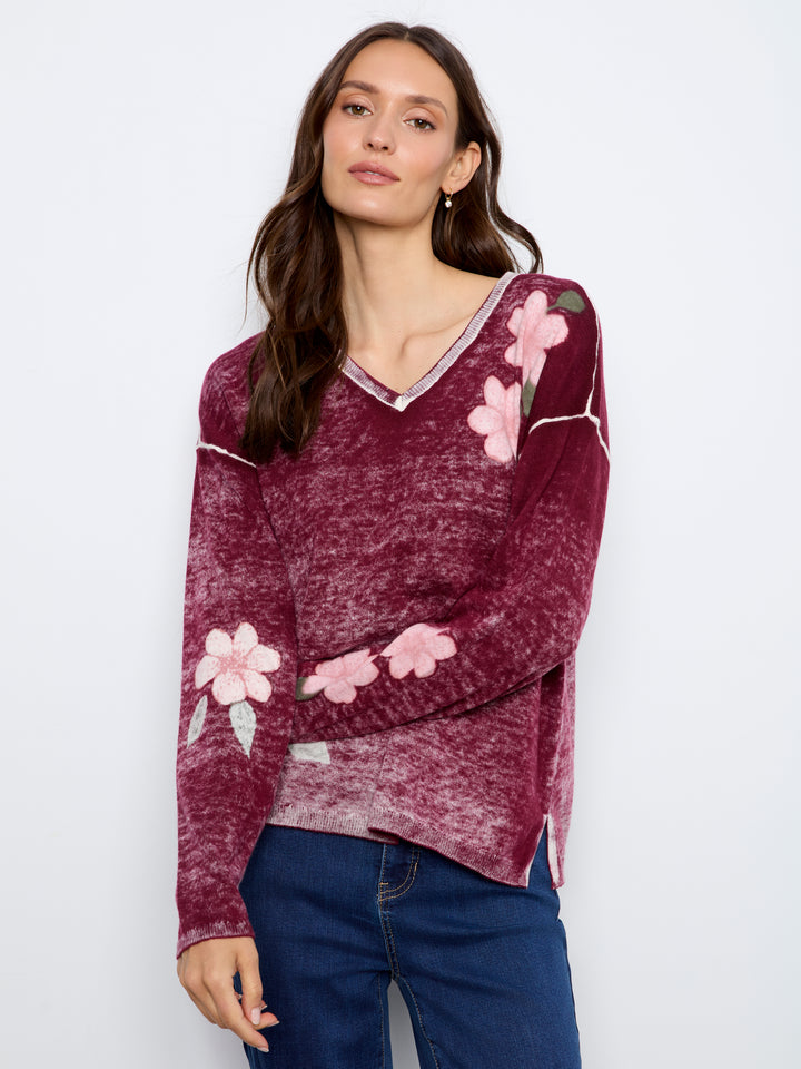 Long Sleeve Drop Shoulder Reversible Printed Sweater