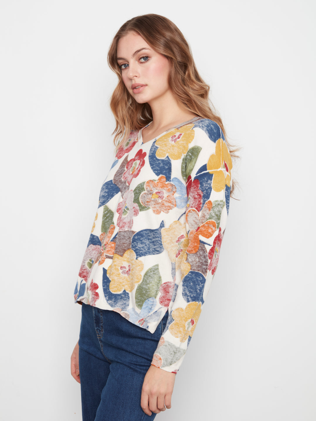 Long Sleeve Drop Shoulder Reversible Printed Sweater