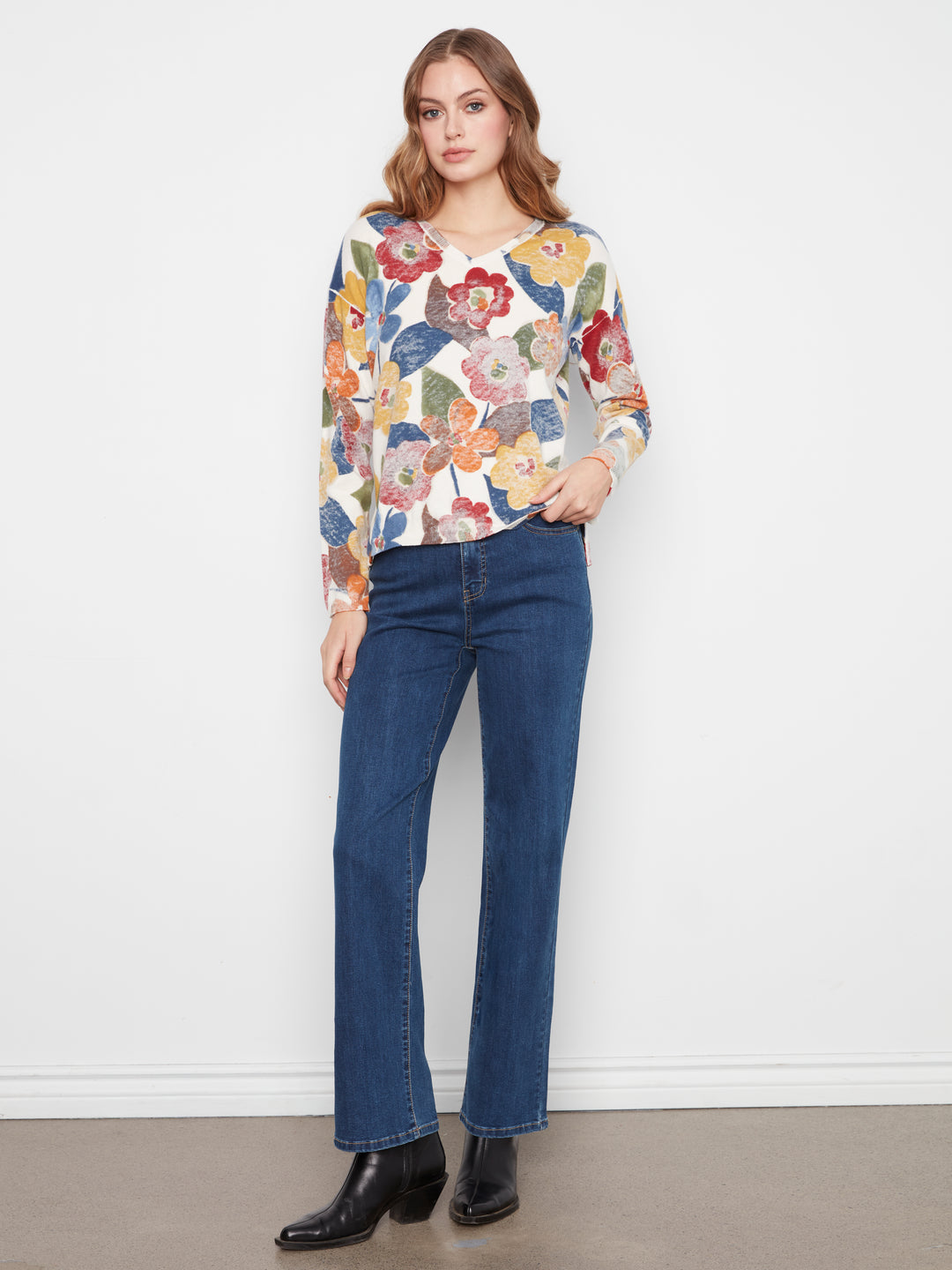 Long Sleeve Drop Shoulder Reversible Printed Sweater