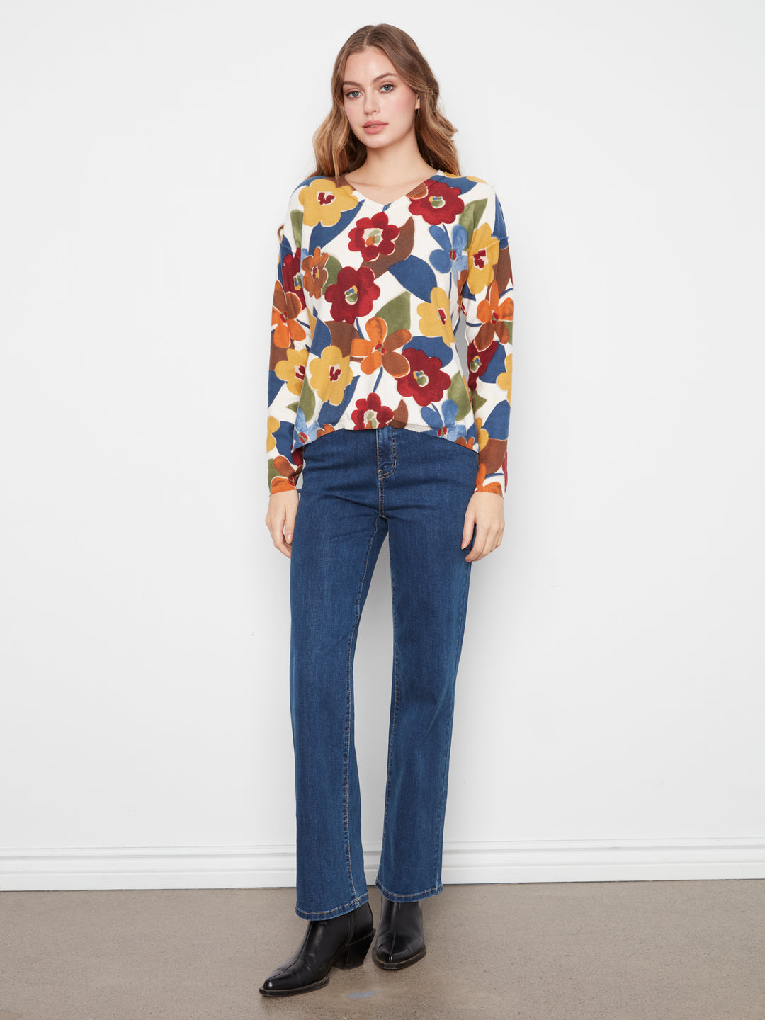 Long Sleeve Drop Shoulder Reversible Printed Sweater