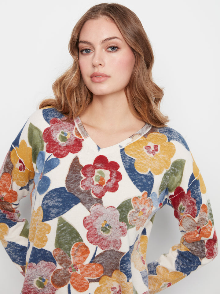Long Sleeve Drop Shoulder Reversible Printed Sweater