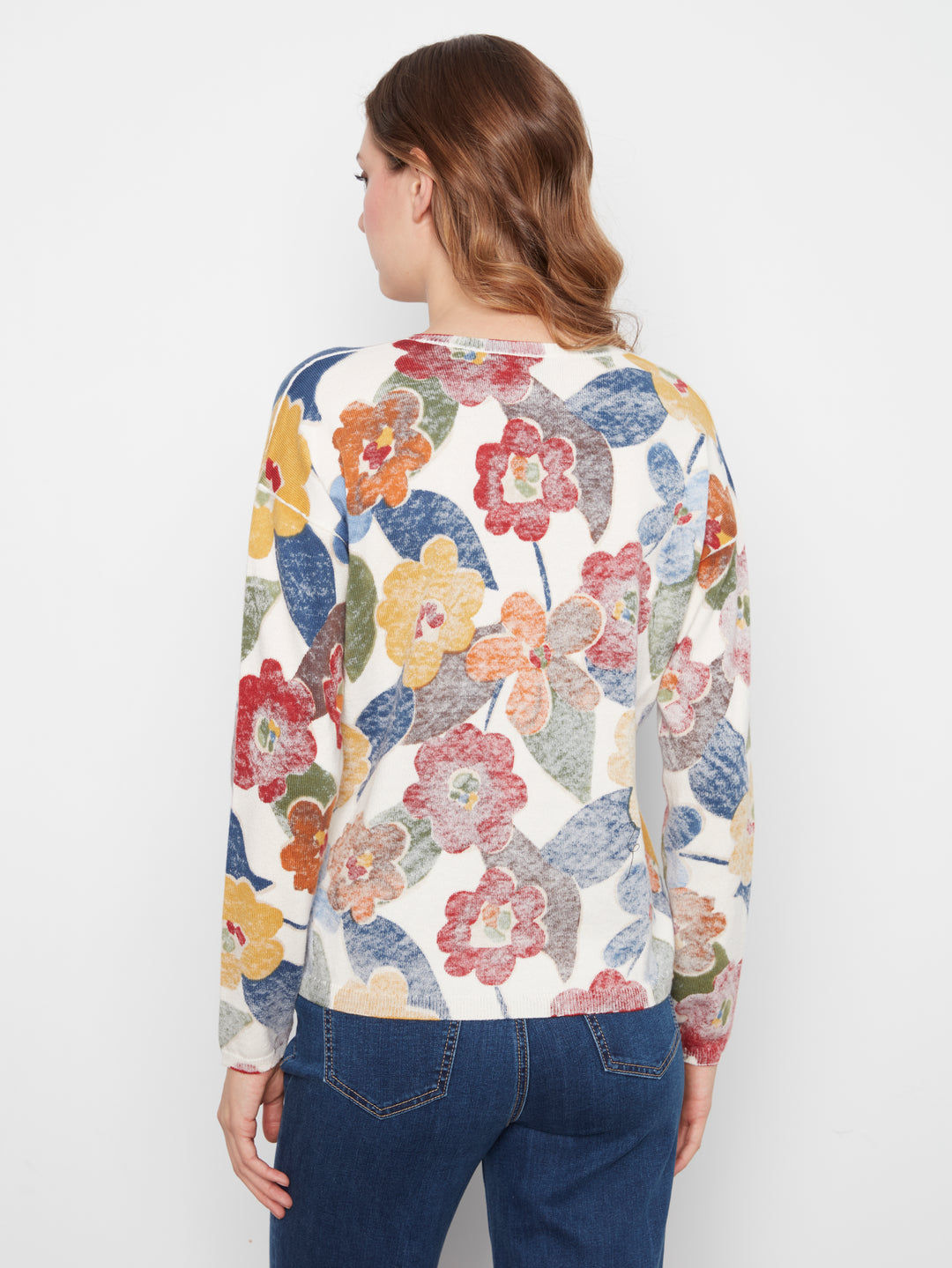 Long Sleeve Drop Shoulder Reversible Printed Sweater