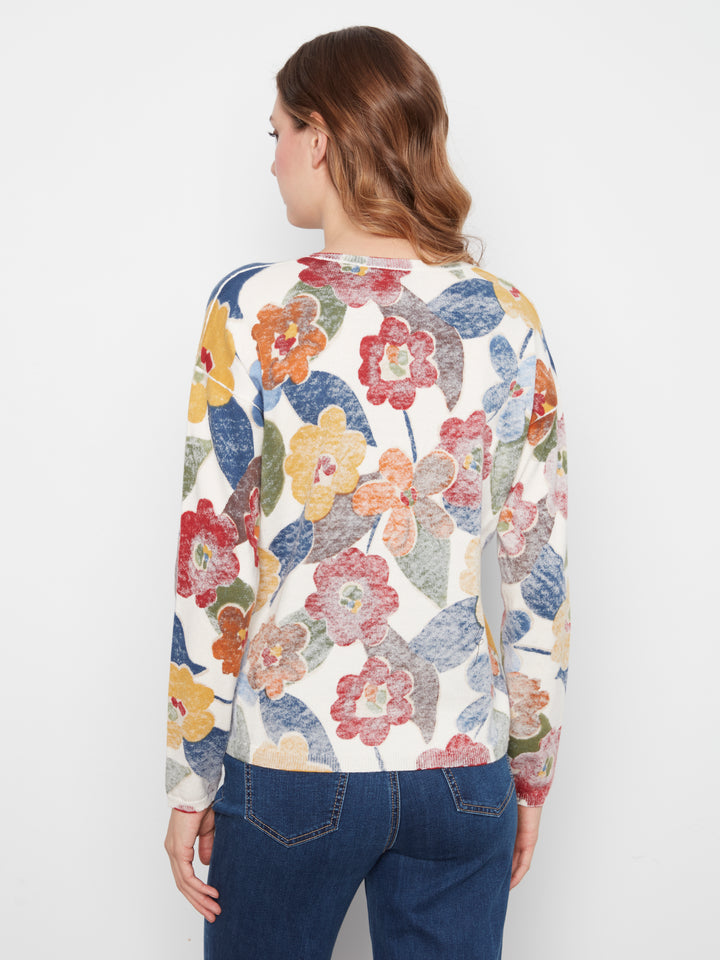 Long Sleeve Drop Shoulder Reversible Printed Sweater