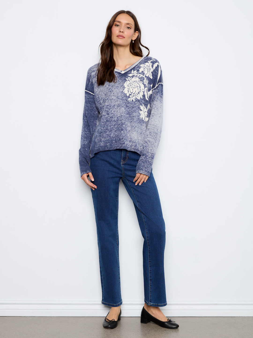 Long Sleeve Drop Shoulder Reversible Printed Sweater