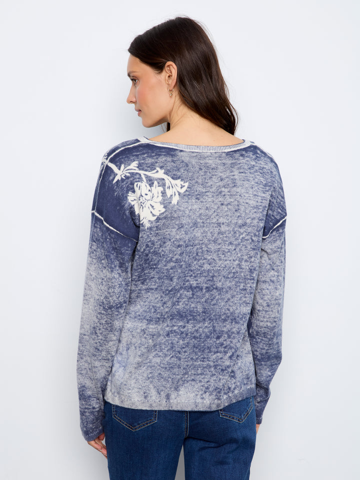Long Sleeve Drop Shoulder Reversible Printed Sweater
