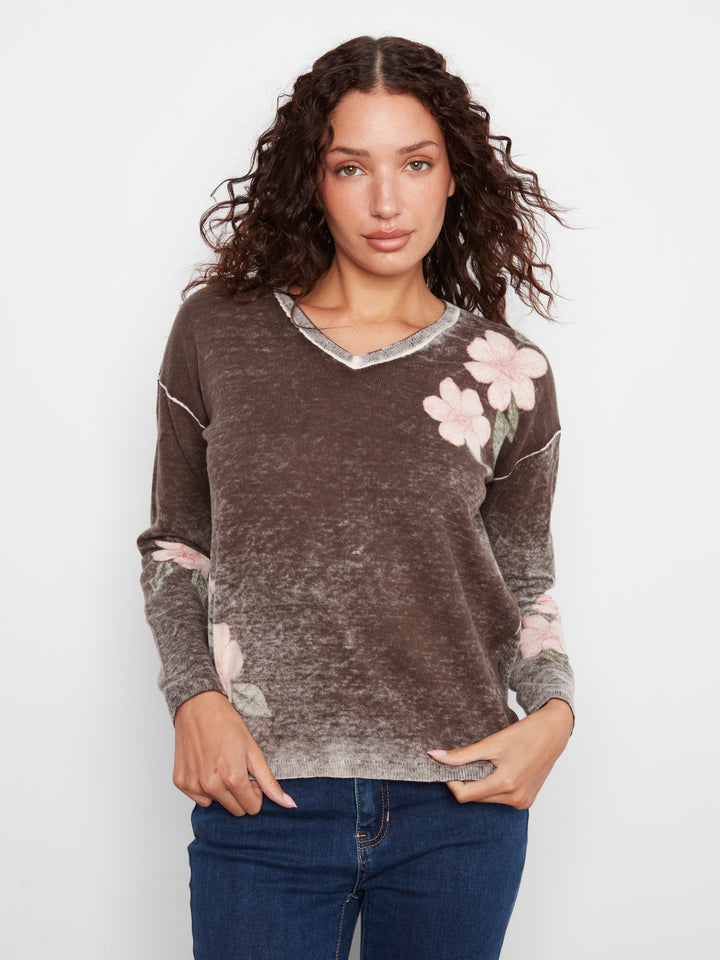 Long Sleeve Drop Shoulder Reversible Printed Sweater