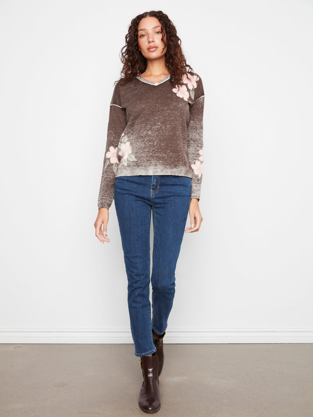 Long Sleeve Drop Shoulder Reversible Printed Sweater