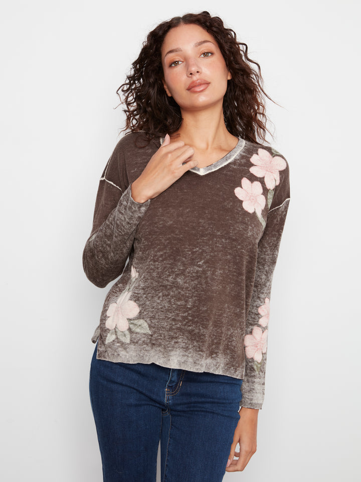 Long Sleeve Drop Shoulder Reversible Printed Sweater