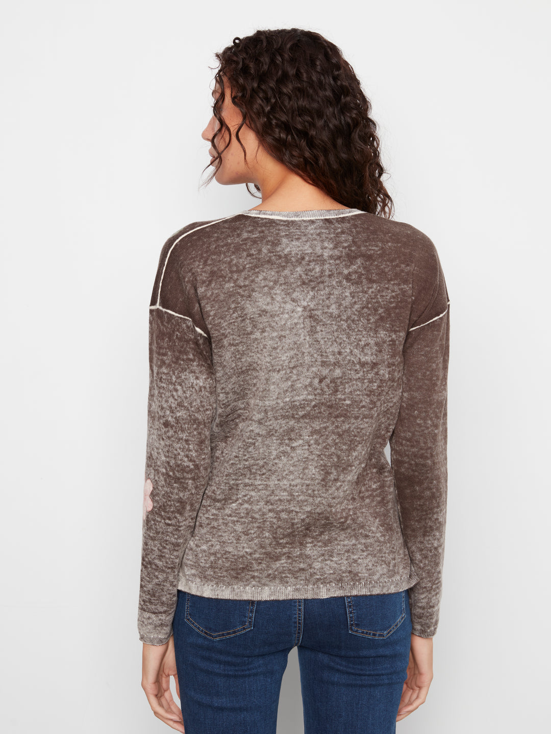 Long Sleeve Drop Shoulder Reversible Printed Sweater