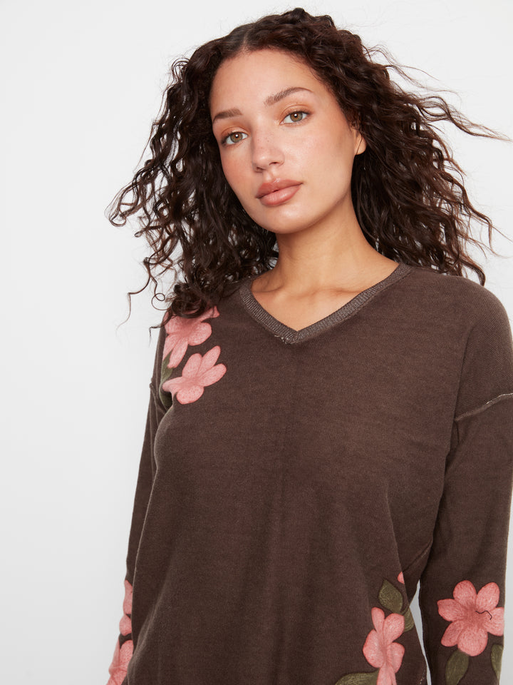 Long Sleeve Drop Shoulder Reversible Printed Sweater