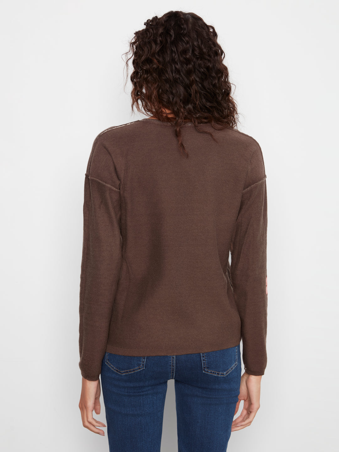 Long Sleeve Drop Shoulder Reversible Printed Sweater