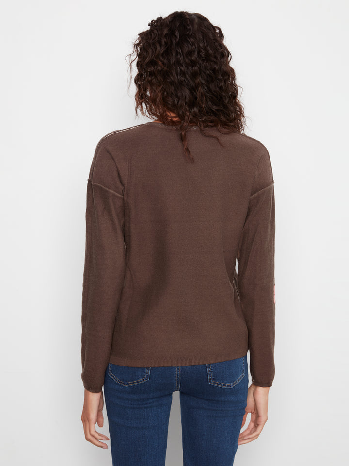 Long Sleeve Drop Shoulder Reversible Printed Sweater