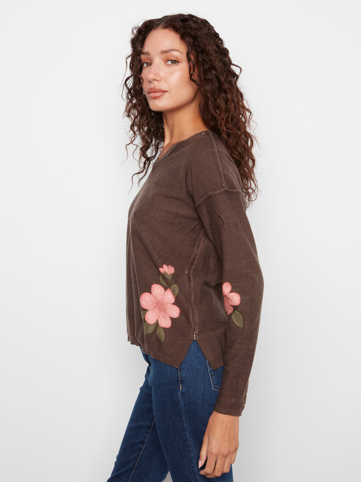 Long Sleeve Drop Shoulder Reversible Printed Sweater