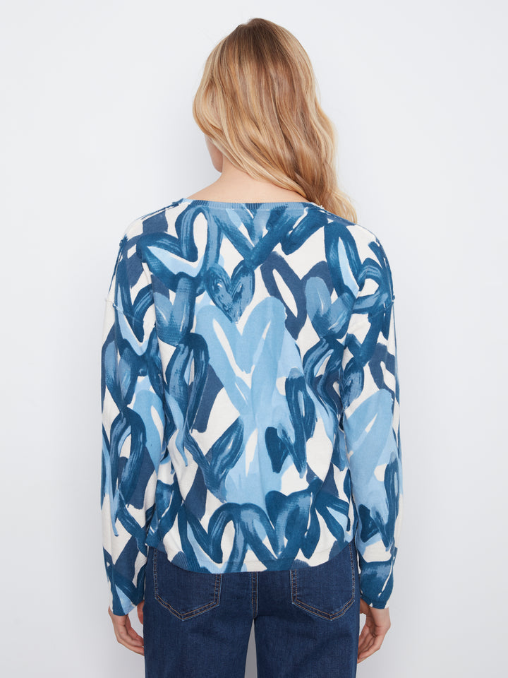 Long Sleeve Drop Shoulder Reversible Printed Sweater