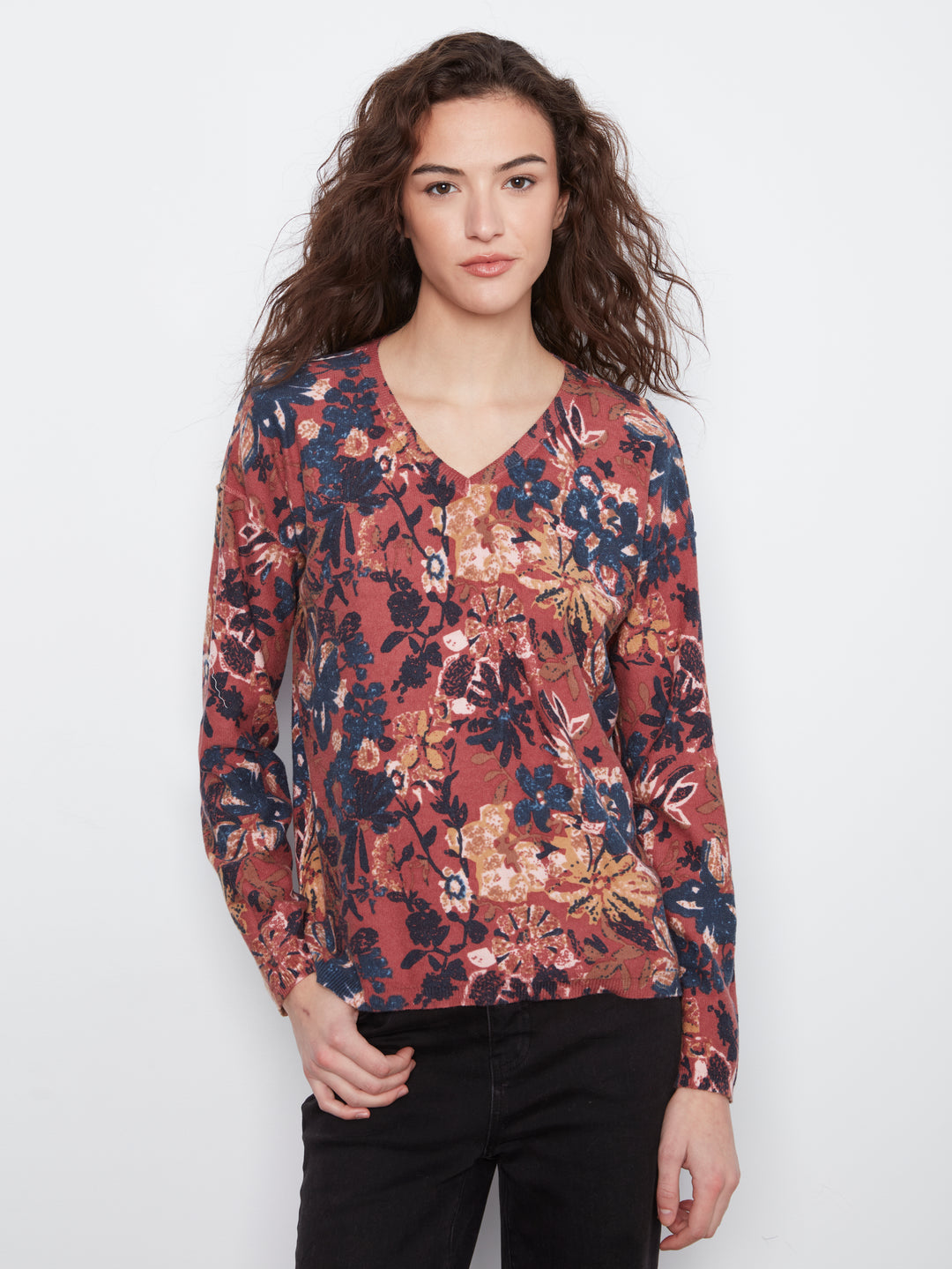Long Sleeve Drop Shoulder Reversible Printed Sweater