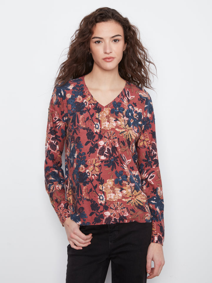 Long Sleeve Drop Shoulder Reversible Printed Sweater