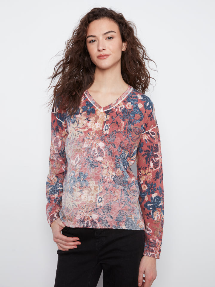 Long Sleeve Drop Shoulder Reversible Printed Sweater