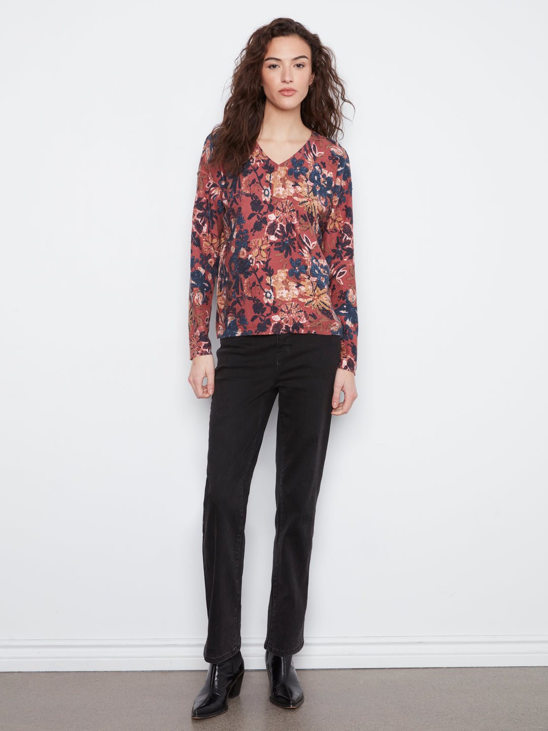 Long Sleeve Drop Shoulder Reversible Printed Sweater