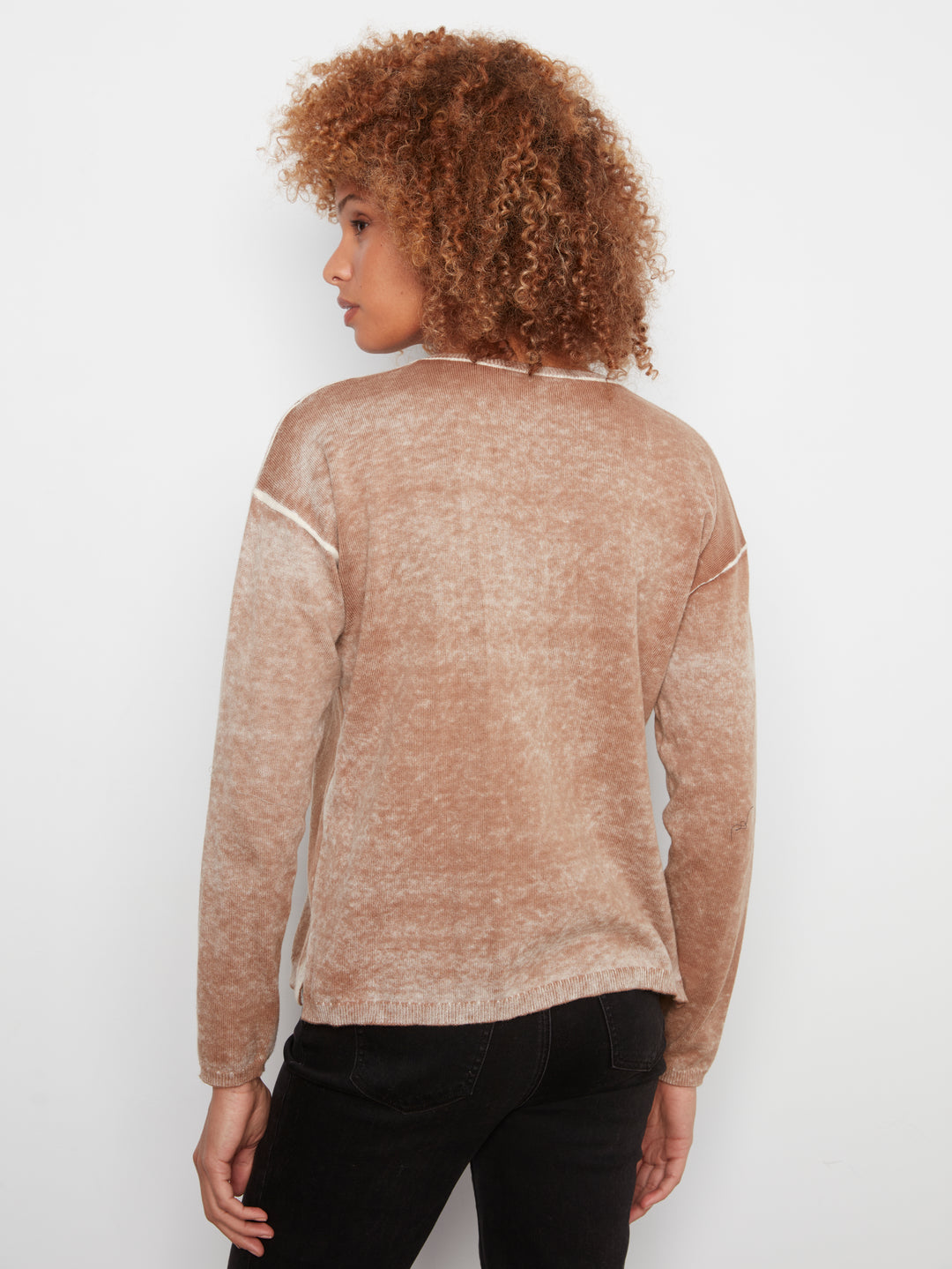 Long Sleeve Drop Shoulder V Neck Sweater