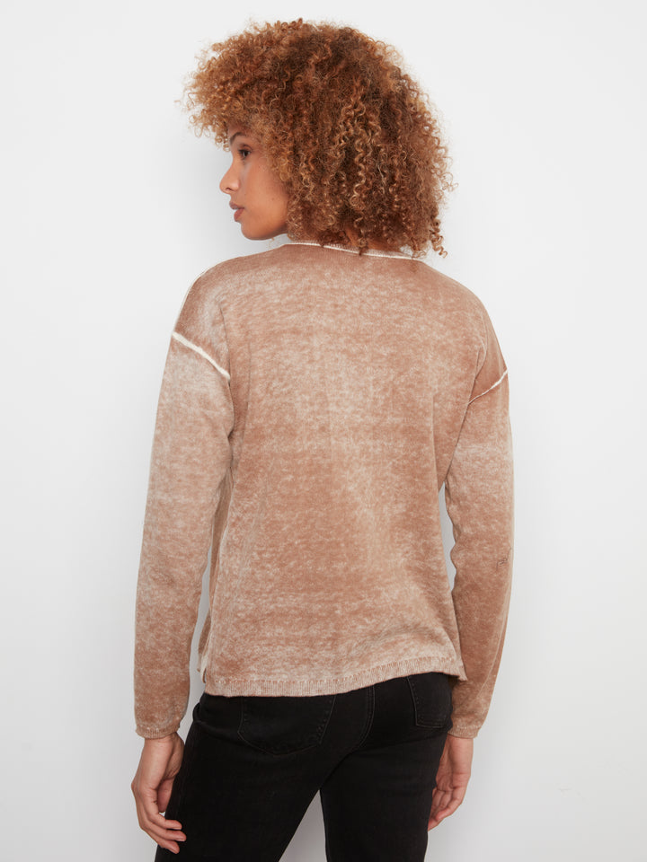 Long Sleeve Drop Shoulder V Neck Sweater