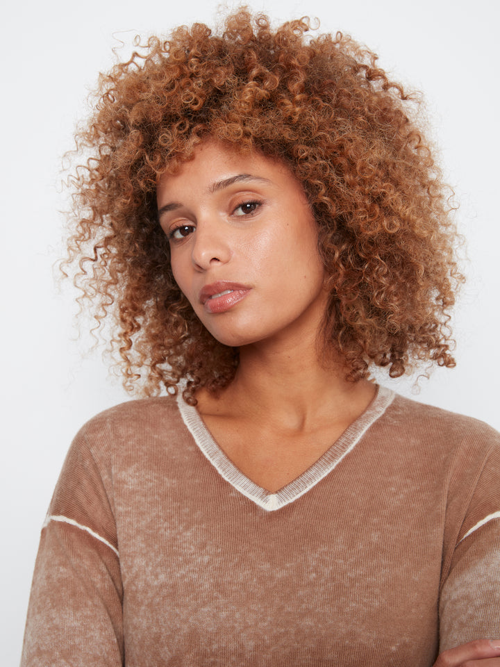Long Sleeve Drop Shoulder V Neck Sweater