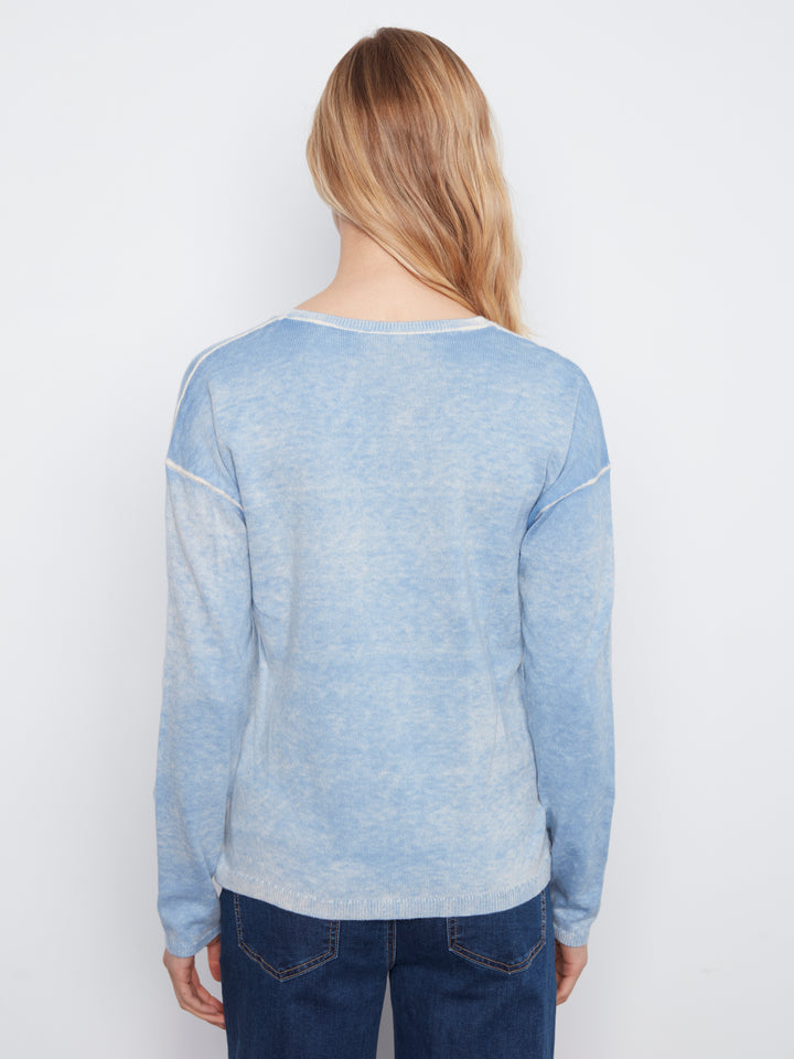 Long Sleeve Drop Shoulder V Neck Sweater