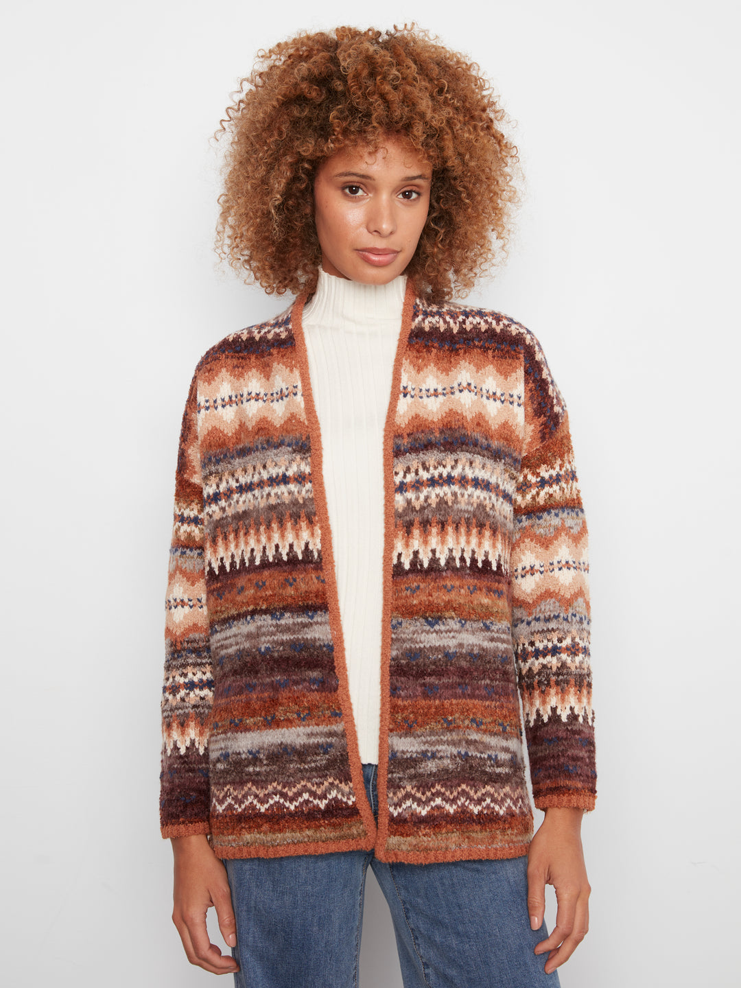 Long Jacquard Cardigan With Side Pockets