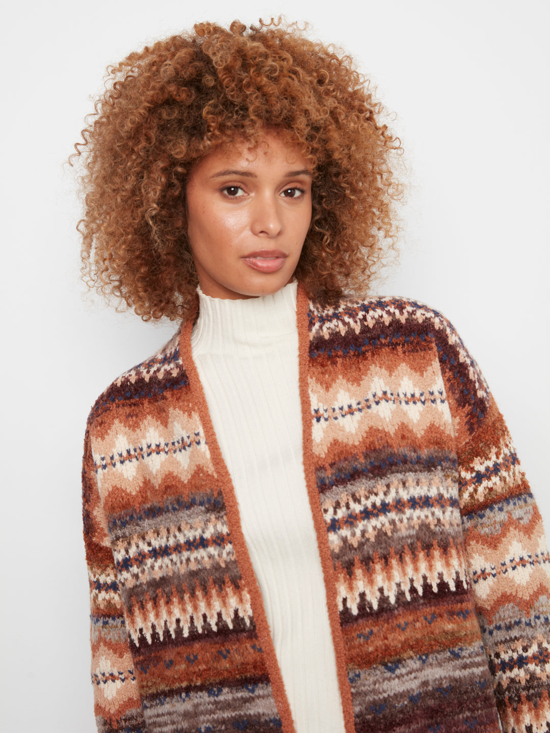 Long Jacquard Cardigan With Side Pockets