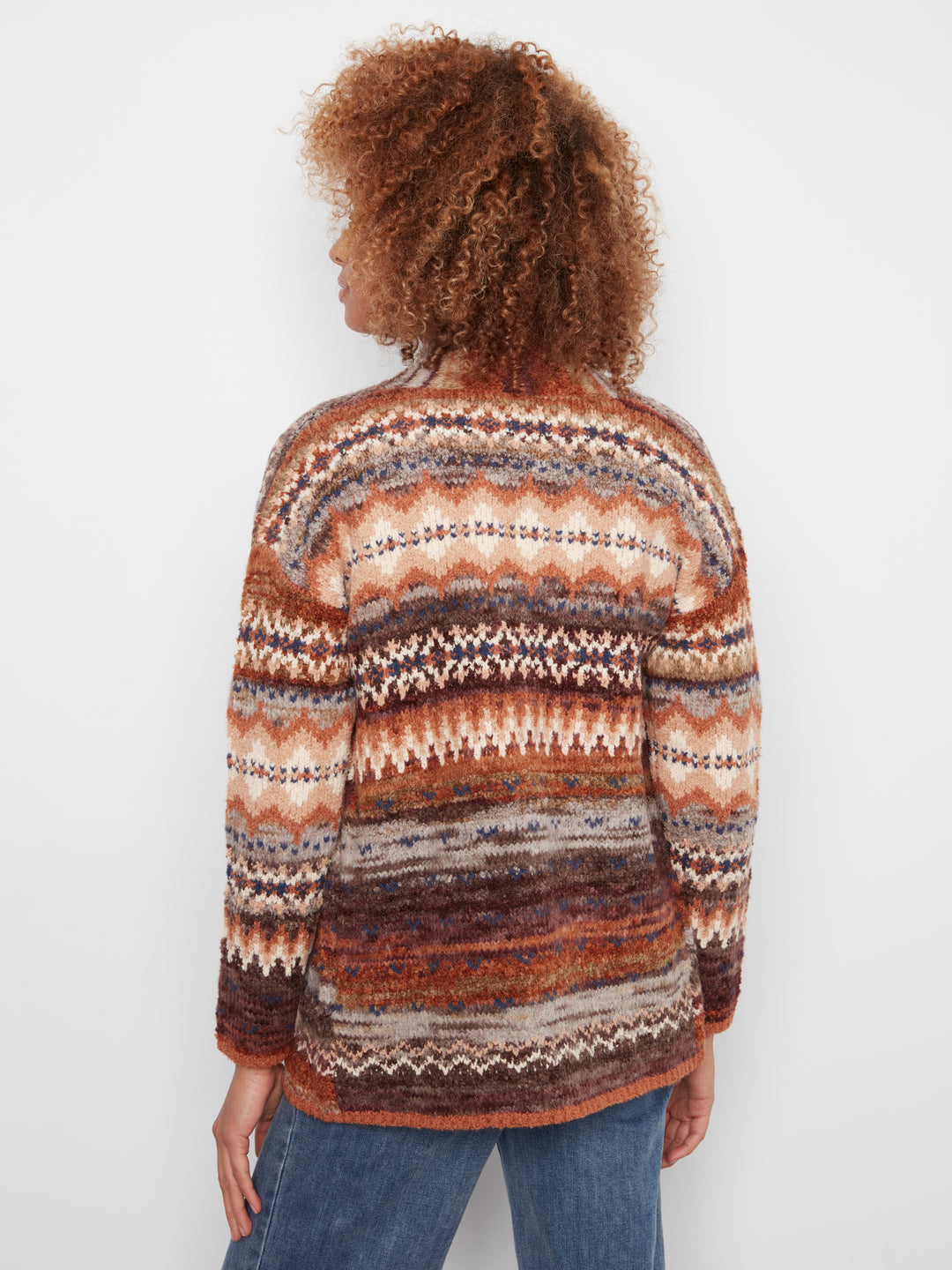 Long Jacquard Cardigan With Side Pockets
