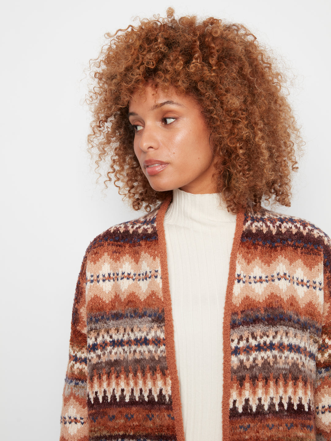 Long Jacquard Cardigan With Side Pockets