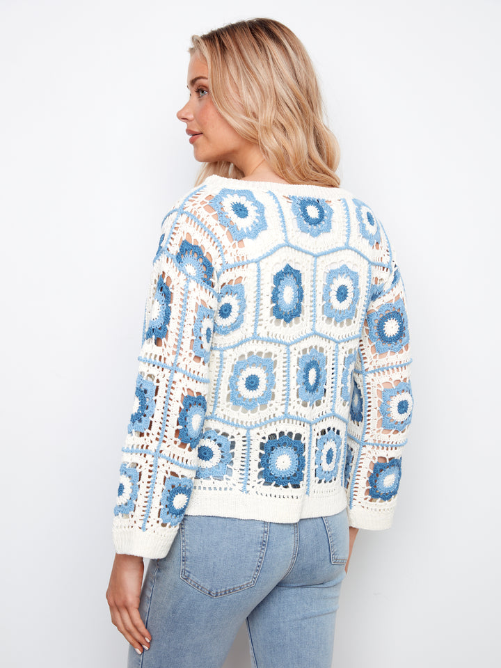 Drop Shoulder Granny Squares Crochet Sweater