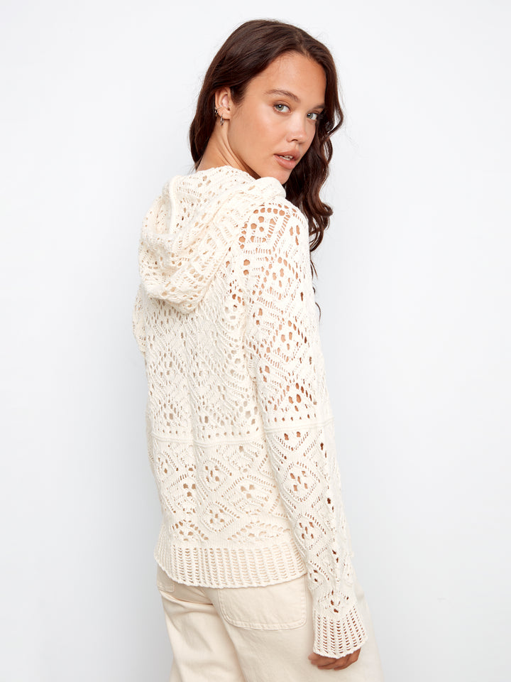 Raglan Long Sleeve Crochet Hoodie Sweater