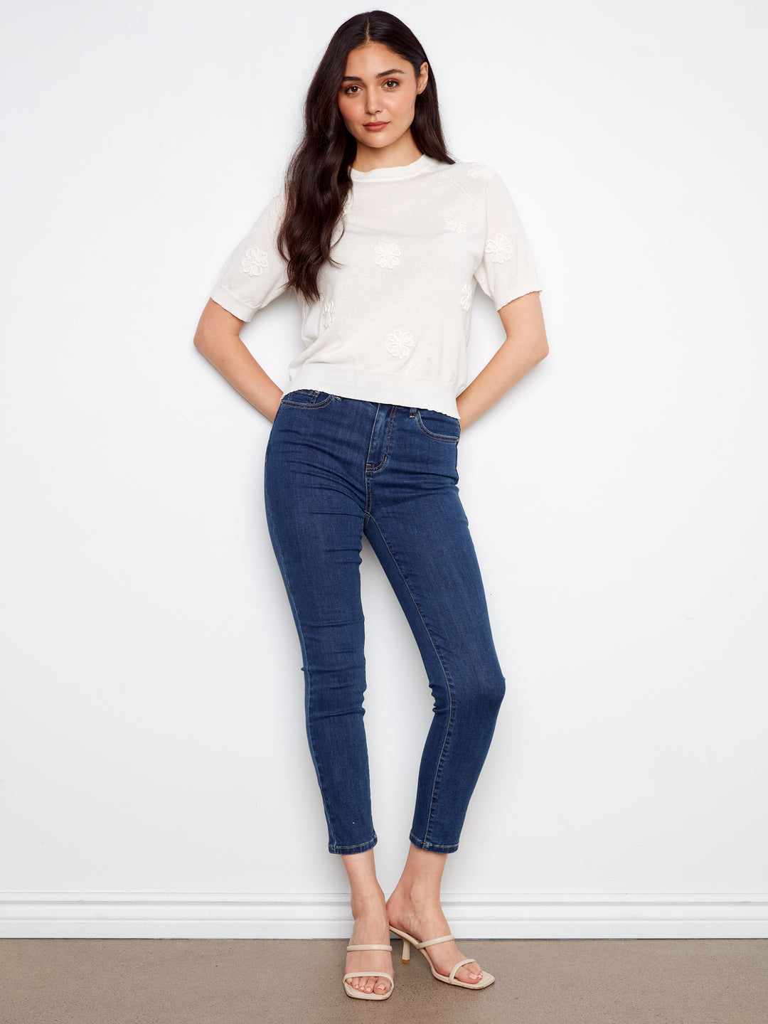 Raglan Elbow Sleeve Sweater With Flowers Soutache Detail