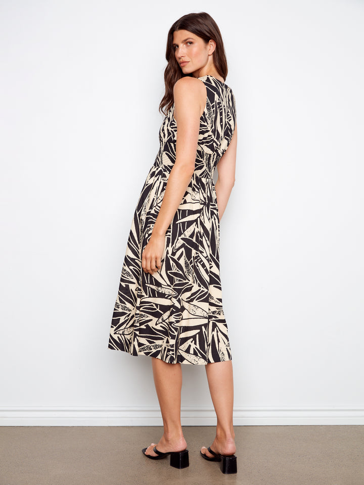 Cotton Voile Printed Front Zip Maxi Dress