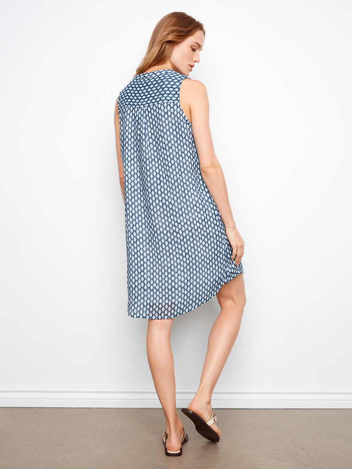 Henley Sleeveless Cotton Blend Dress
