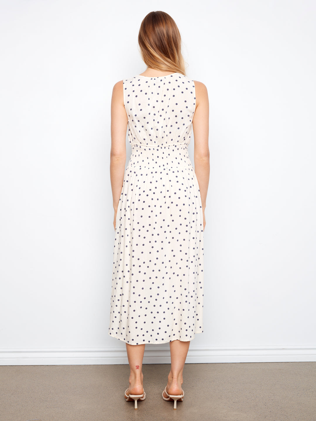 Printed Viscose Dress With Smocking at Waist