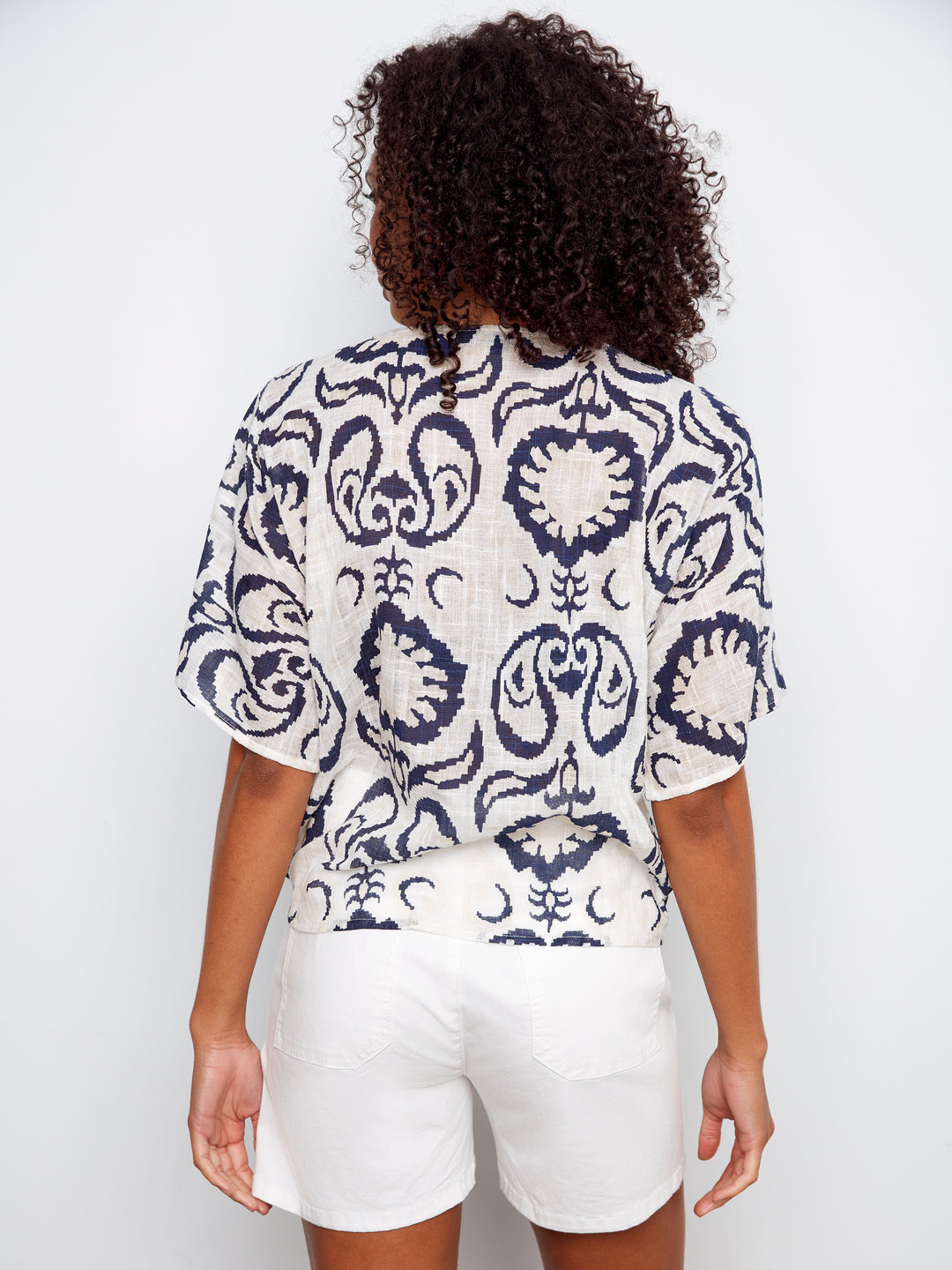 Printed Cotton Gauze Blouse With Side Tie