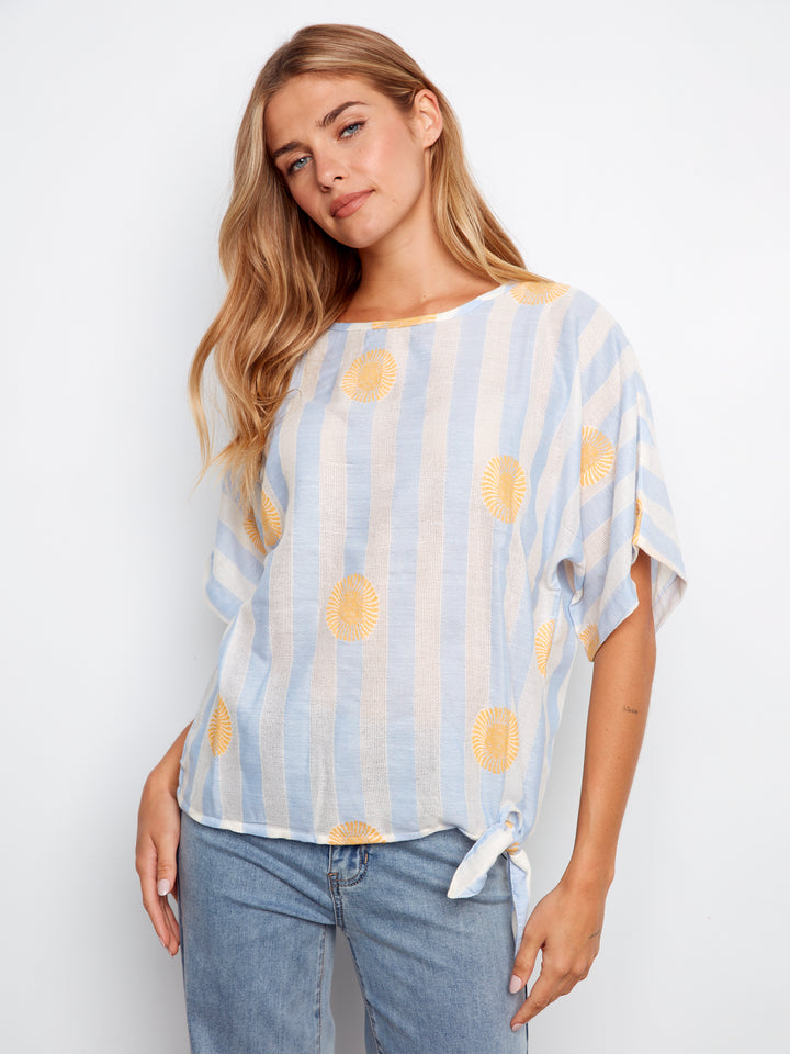 Striped Dolman Top With Side Tie