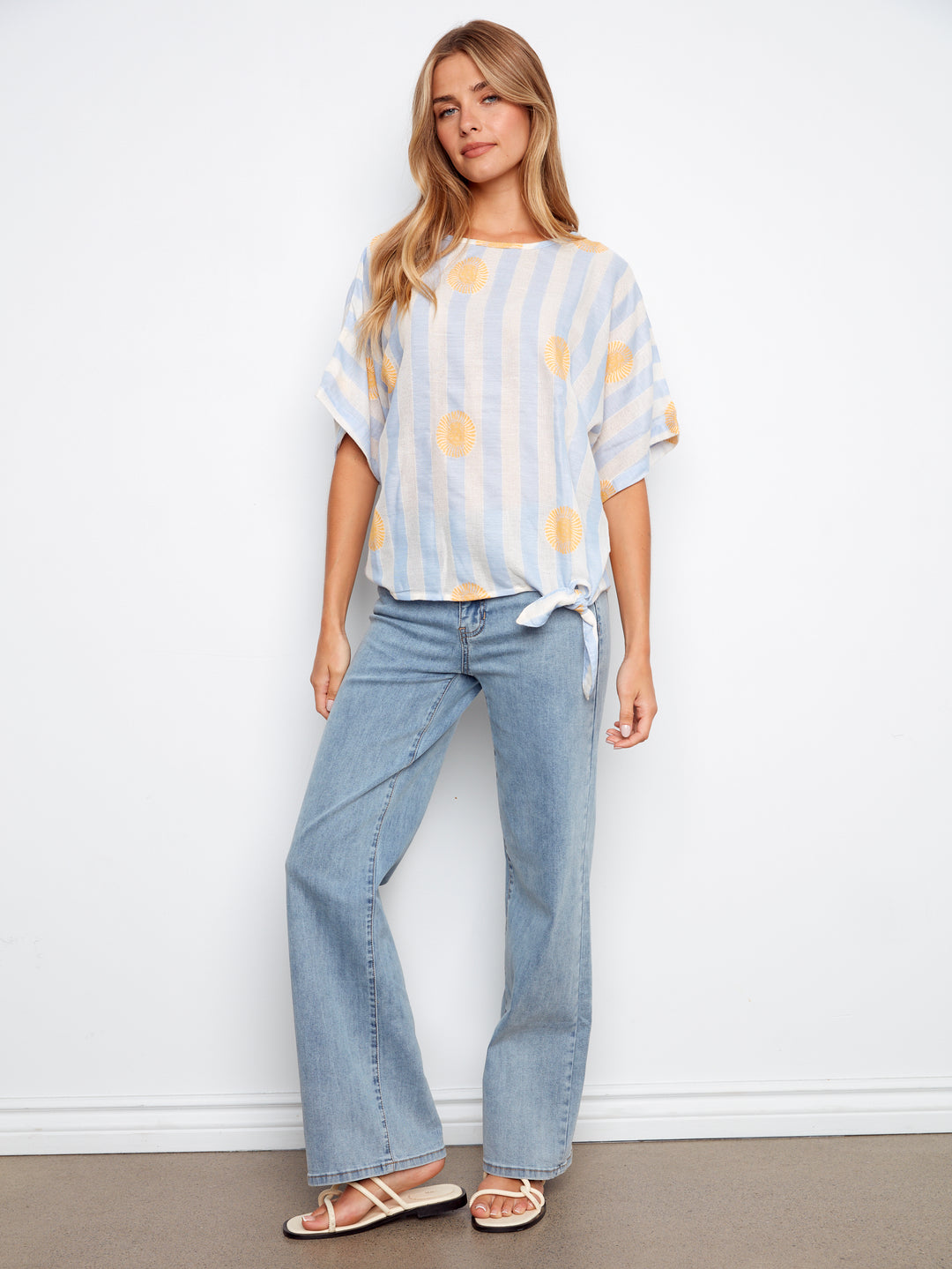 Striped Dolman Top With Side Tie