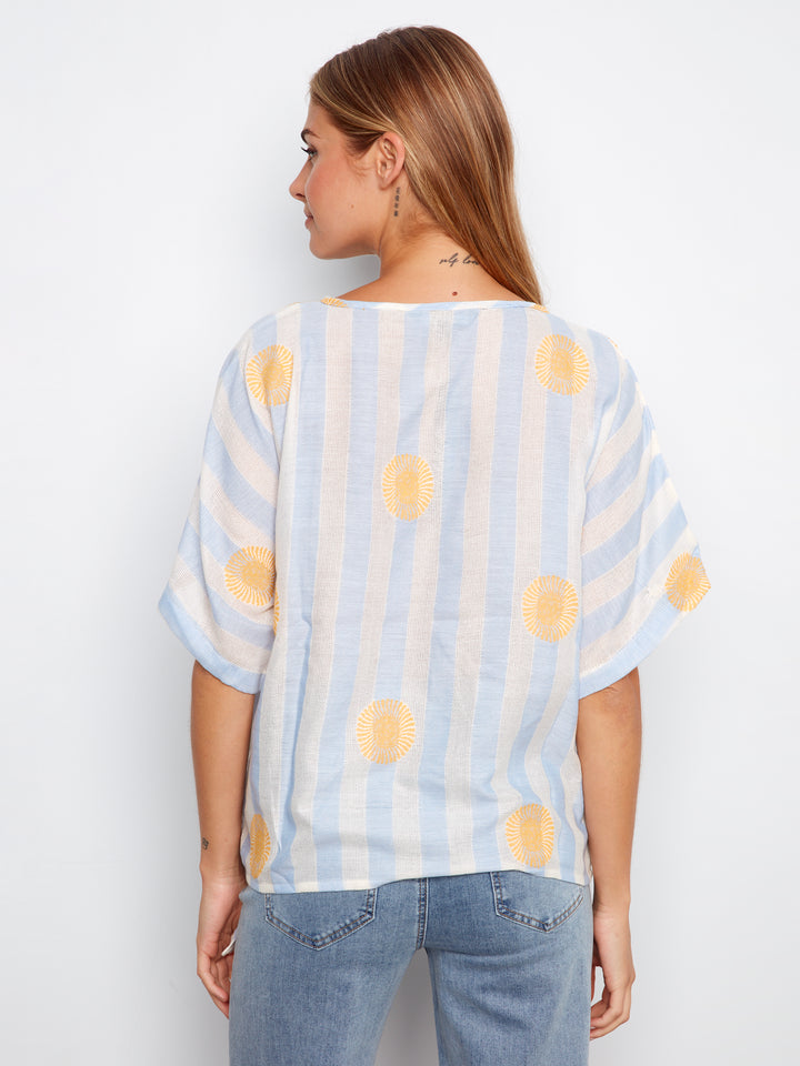 Striped Dolman Top With Side Tie