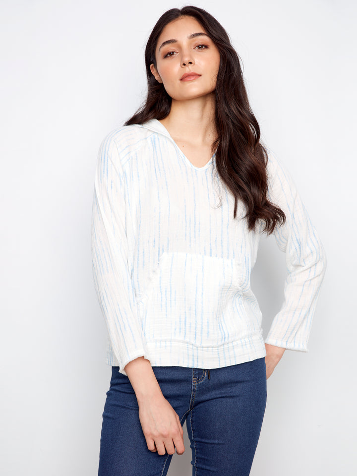 Printed Bubble Cotton Hoodie With Kangaroo Pocket