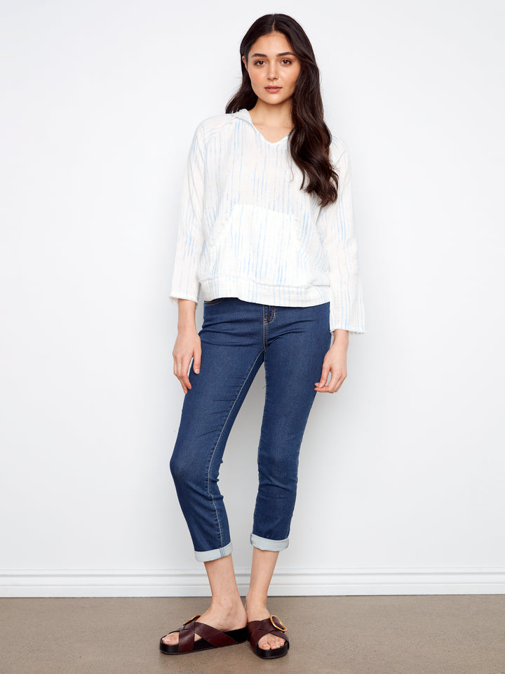 Printed Bubble Cotton Hoodie With Kangaroo Pocket