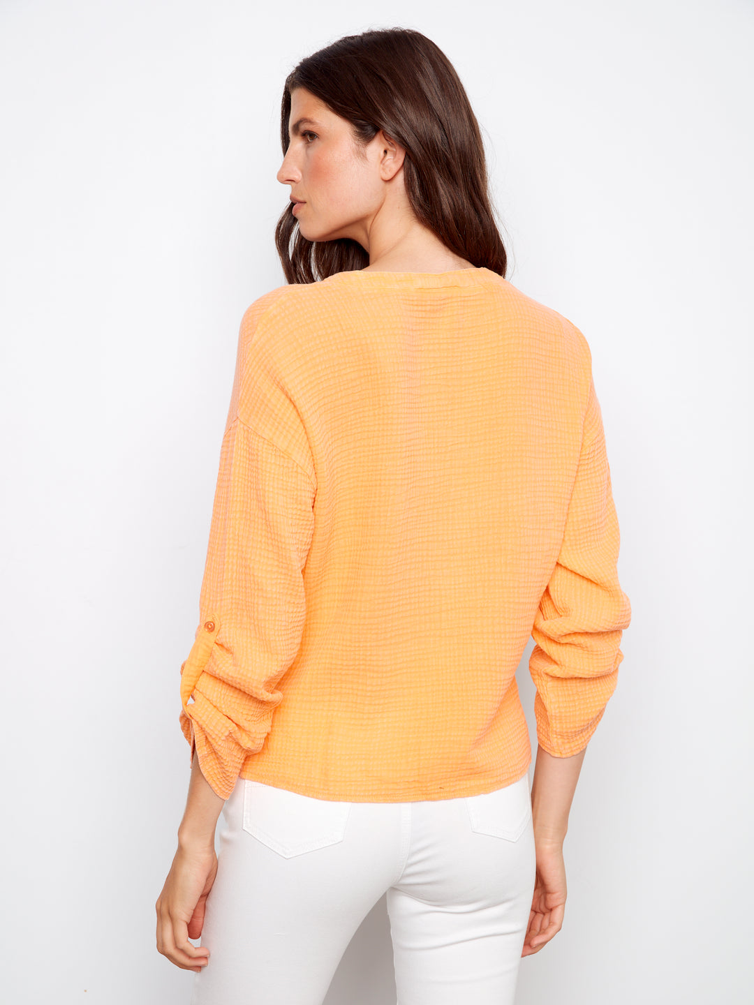 Bubble Cotton Blouse With Front Twist