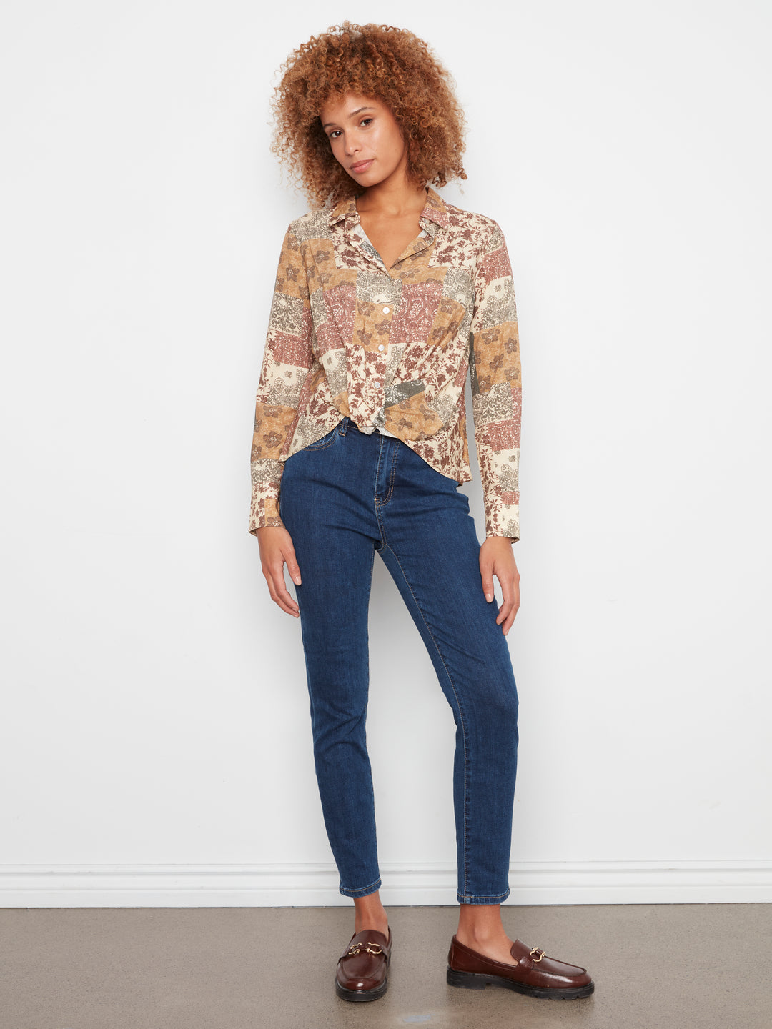 Long Sleeve Shirt with Twisted Front & Buttons